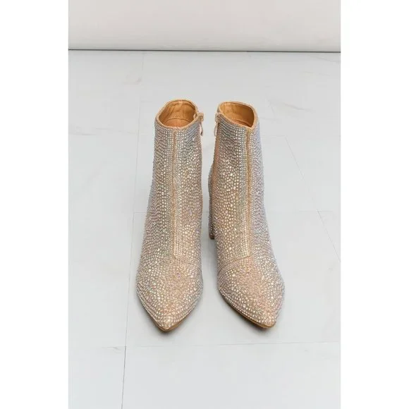 Rhinestone Pointed Toe Booties in Champagne - Picture 9 of 10